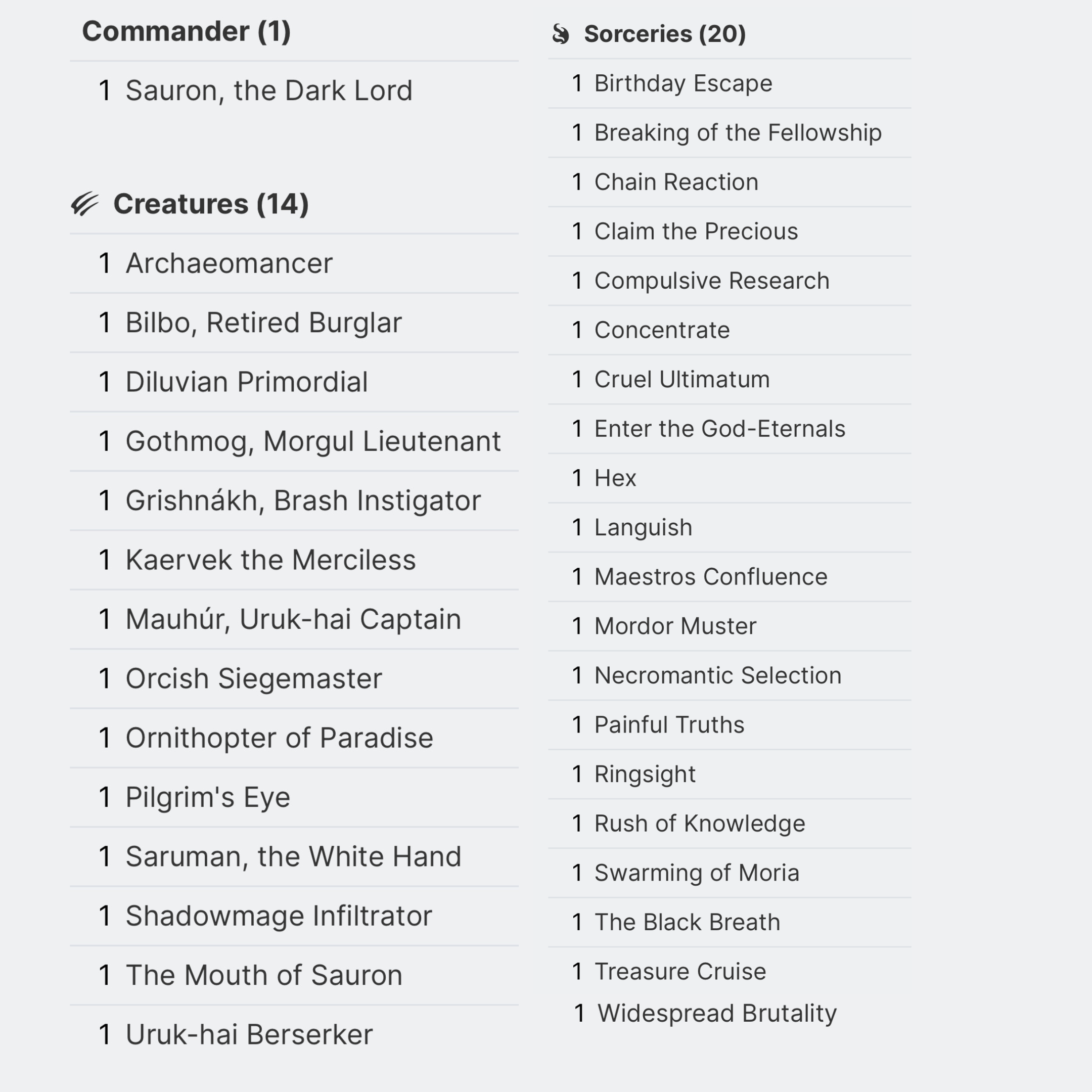 Sauron, The Dark Lord - EDH Deck