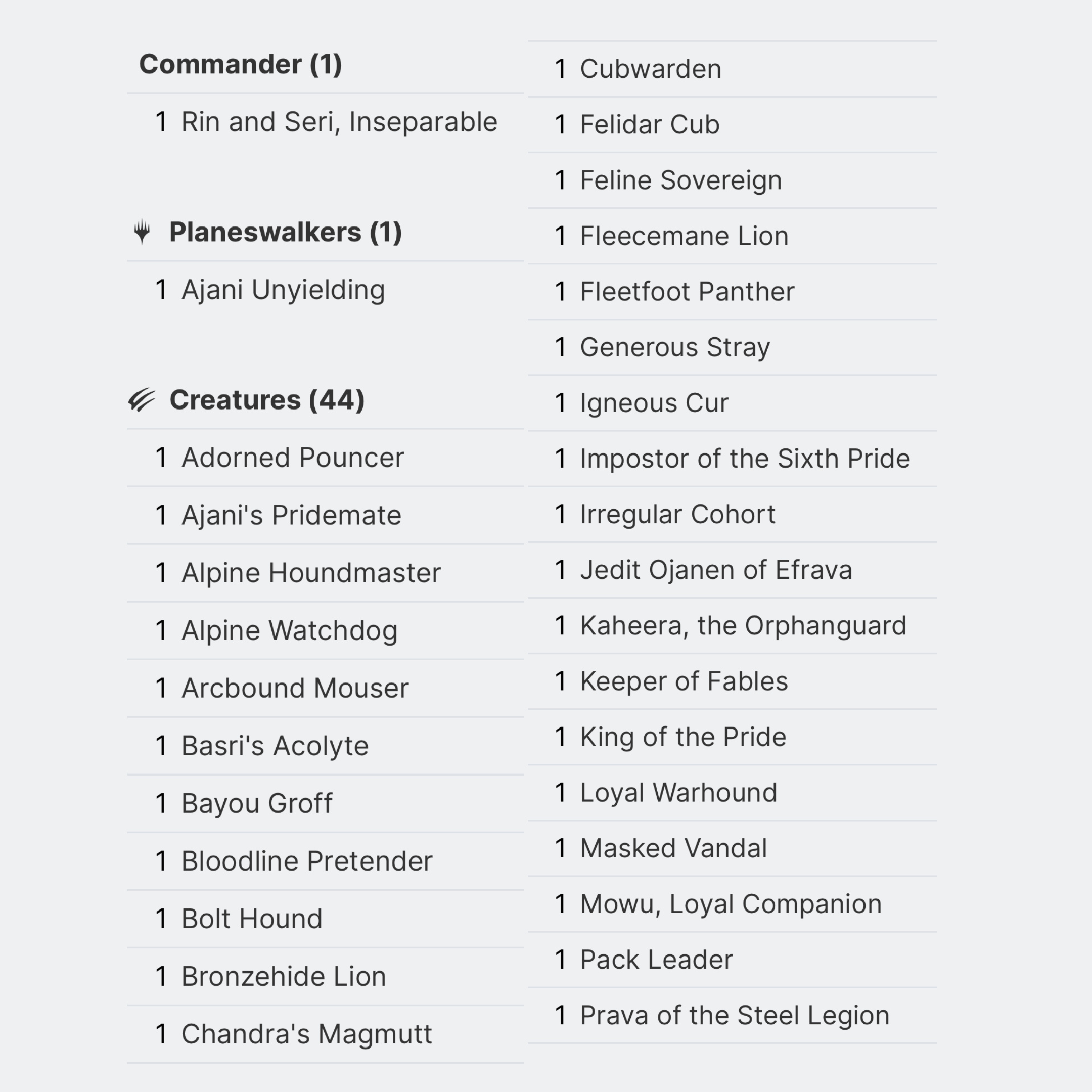 Rin And Seri, Inseparable - EDH Deck