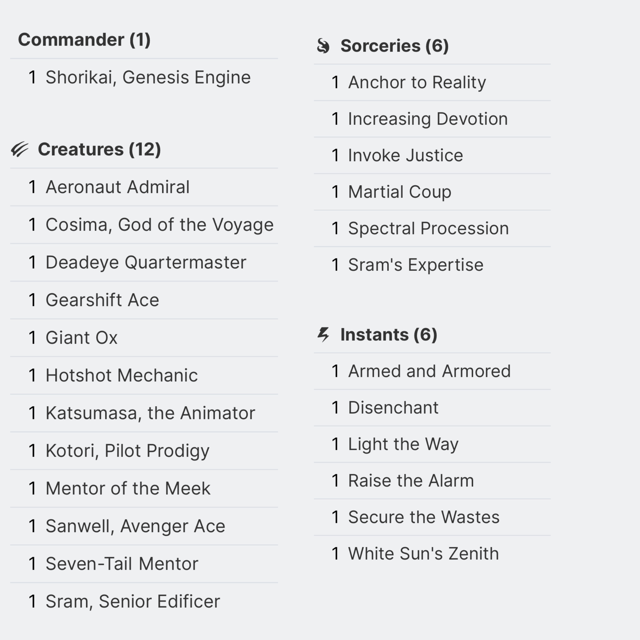 Shorikai, Genesis Engine - EDH Deck