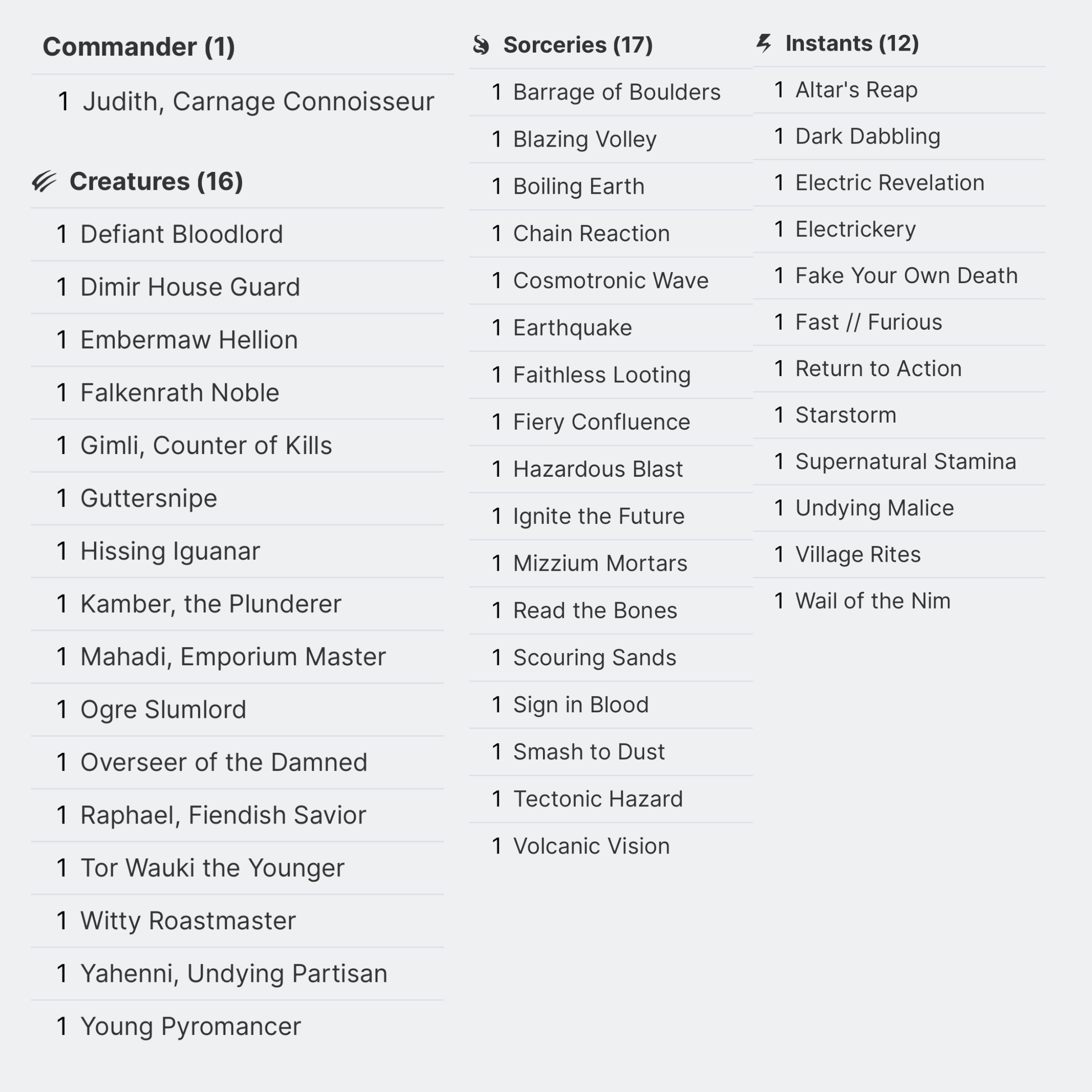 Judith, Carnage Connoisseur - EDH Deck