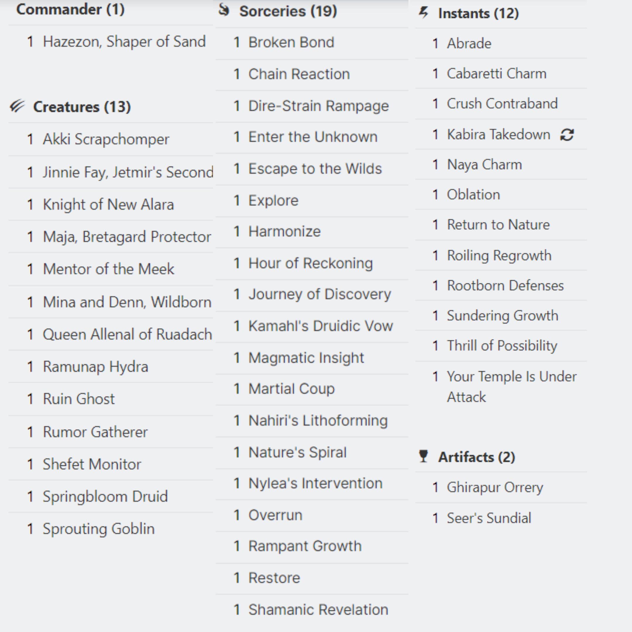 Hazezon, Shaper of Sand - EDH Deck