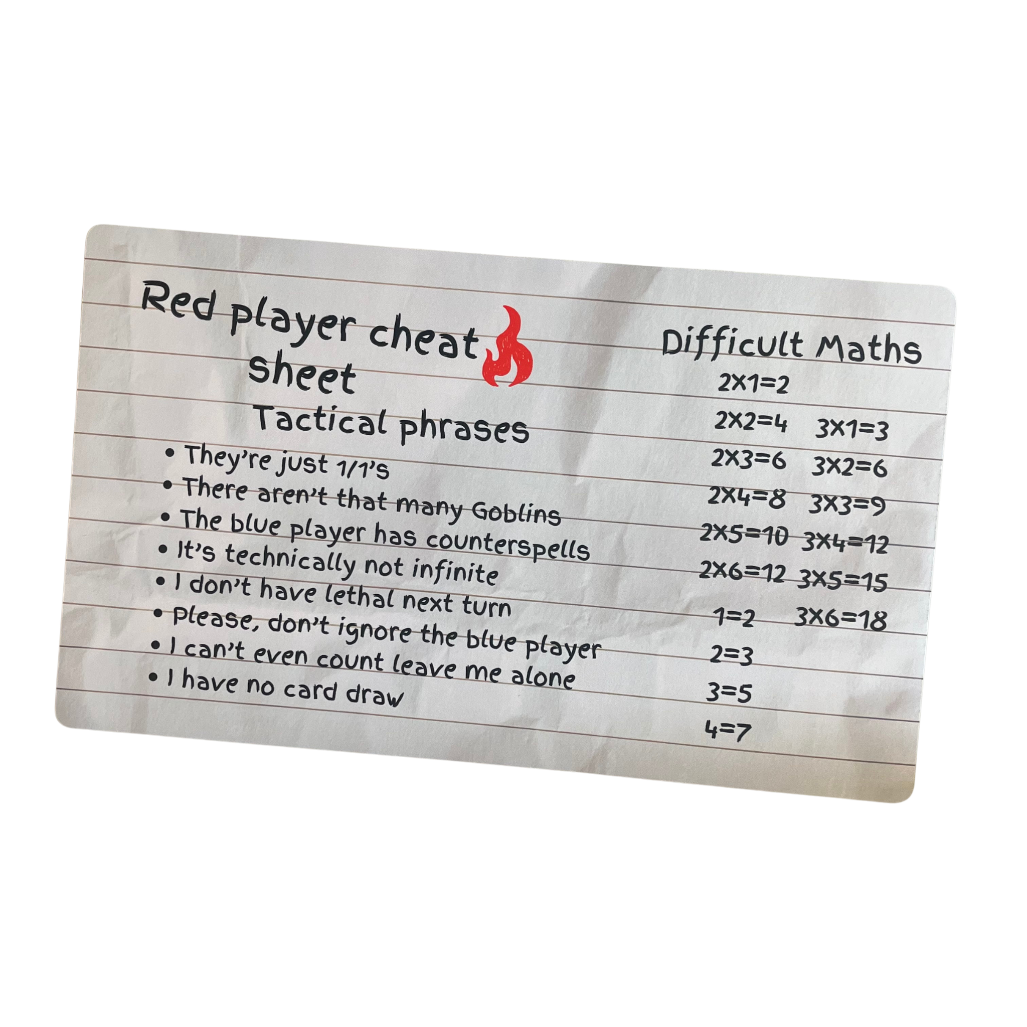 Red Player Cheat Sheet Playmat