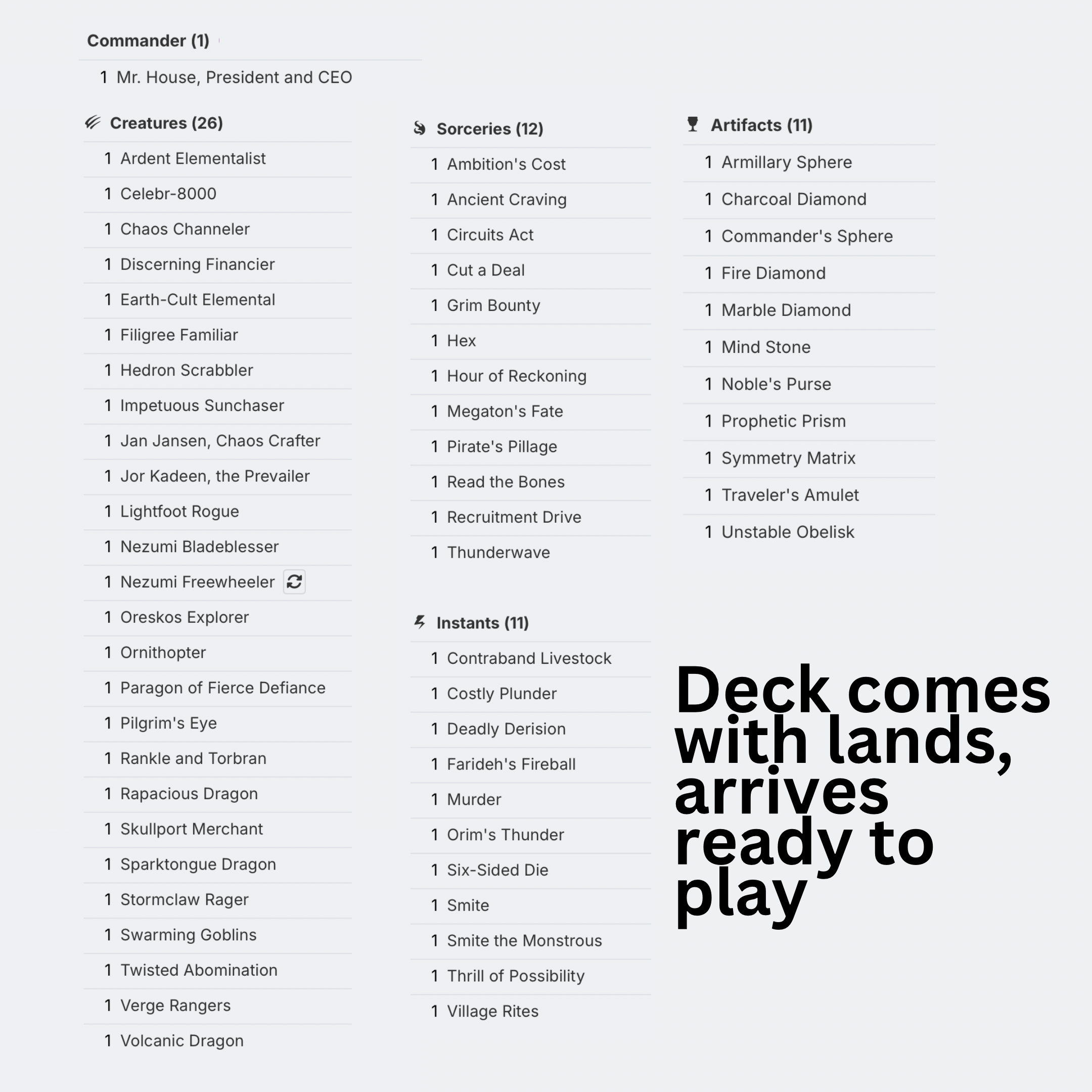 Mr House, President and CEO - EDH Deck